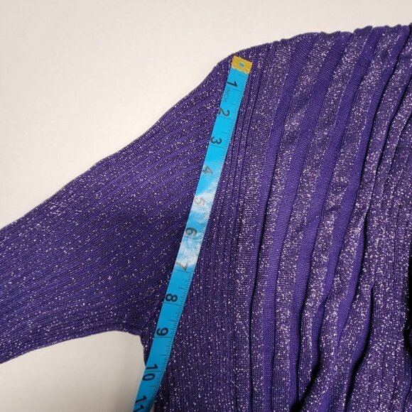 𝅺PURPLE Glitter Open Front Asymmetrical Cardigan One Size - Picture 12 of 12